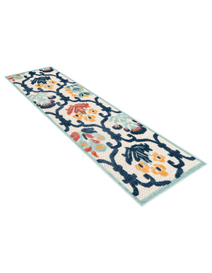 Ivory 2' x 8' Belize Outdoor Runner Area Rug Weather Resistant for Patio, Deck, Terrace, Balcony, Porch 100% Polypropylene Colorful Fun Coastal Modern Carpet for Outside for Sale at Rug Engine