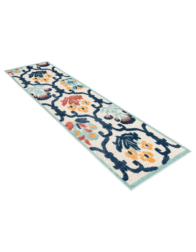 Ivory 2' x 8' Belize Outdoor Runner Area Rug Weather Resistant for Patio, Deck, Terrace, Balcony, Porch 100% Polypropylene Colorful Fun Coastal Modern Carpet for Outside for Sale at Rug Engine