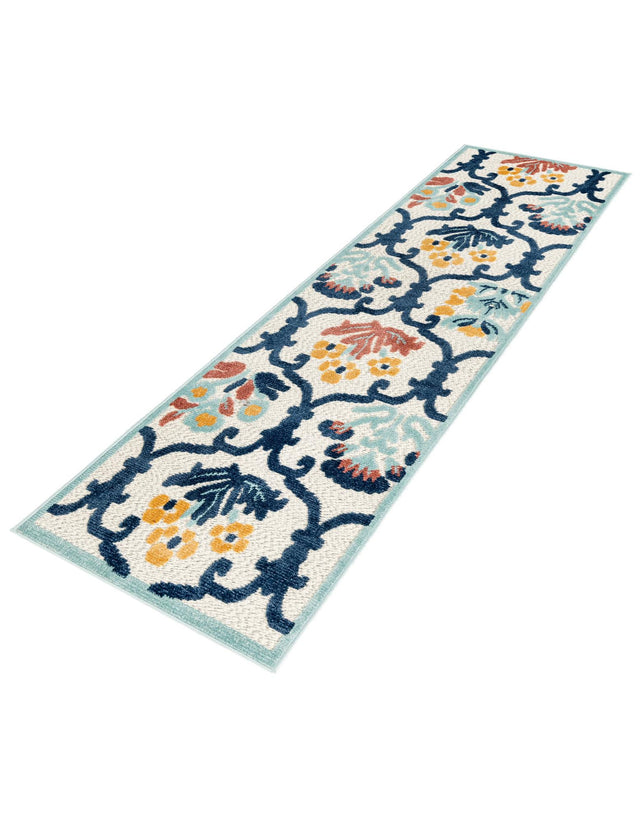 Ivory 2' x 10' Belize Outdoor Runner Area Rug Weather Resistant for Patio, Deck, Terrace, Balcony, Porch 100% Polypropylene Colorful Fun Coastal Modern Carpet for Outside for Sale at Rug Engine