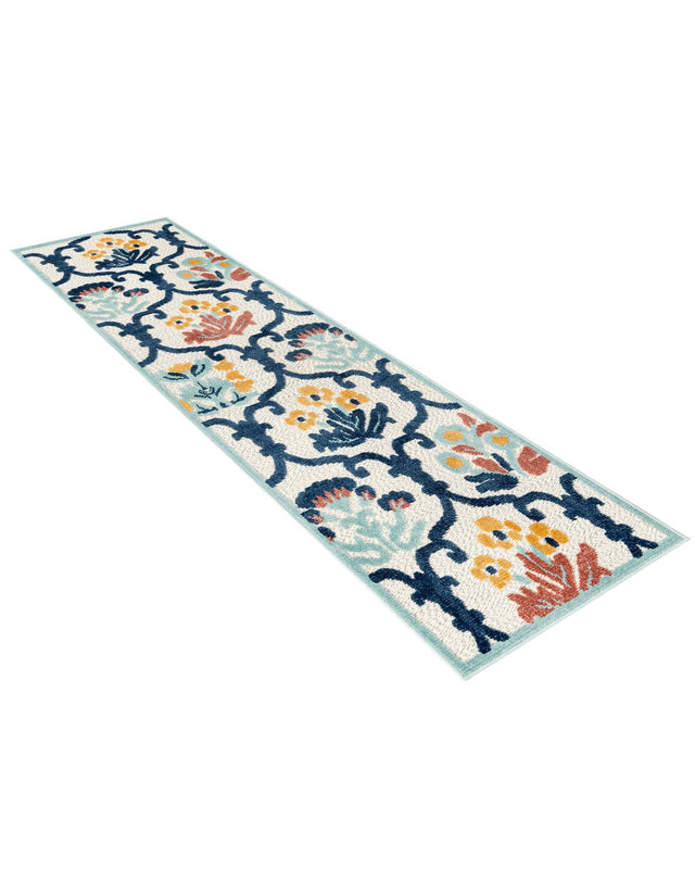 Ivory 2' x 10' Belize Outdoor Runner Area Rug Weather Resistant for Patio, Deck, Terrace, Balcony, Porch 100% Polypropylene Colorful Fun Coastal Modern Carpet for Outside for Sale at Rug Engine