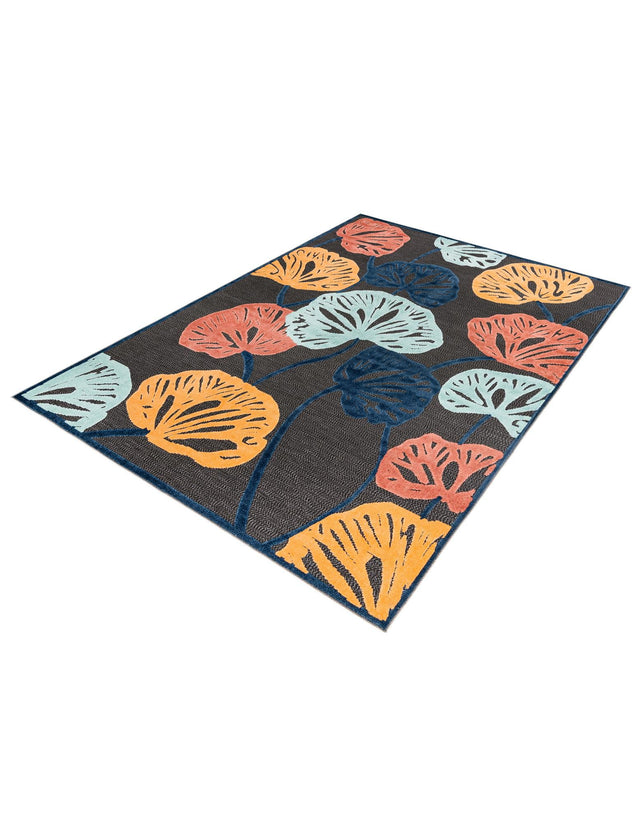 Charcoal 9' x 12' Belize Outdoor Rectangle Area Rug Weather Resistant for Patio, Deck, Terrace, Balcony, Porch 100% Polypropylene Colorful Fun Coastal Modern Carpet for Outside for Sale at Rug Engine