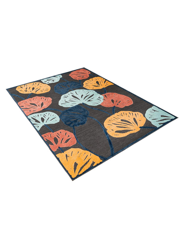 Charcoal 7' 10 x 10' Belize Outdoor Rectangle Area Rug Weather Resistant for Patio, Deck, Terrace, Balcony, Porch 100% Polypropylene Colorful Fun Coastal Modern Carpet for Outside for Sale at Rug Engine