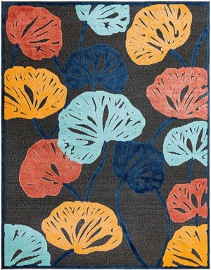 Charcoal 7' 10 x 10' Belize Outdoor Rectangle Area Rug Weather Resistant for Patio, Deck, Terrace, Balcony, Porch 100% Polypropylene Colorful Fun Coastal Modern Carpet for Outside for Sale at Rug Engine