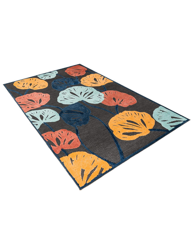 Charcoal 7' x 10' Belize Outdoor Rectangle Area Rug Weather Resistant for Patio, Deck, Terrace, Balcony, Porch 100% Polypropylene Colorful Fun Coastal Modern Carpet for Outside for Sale at Rug Engine