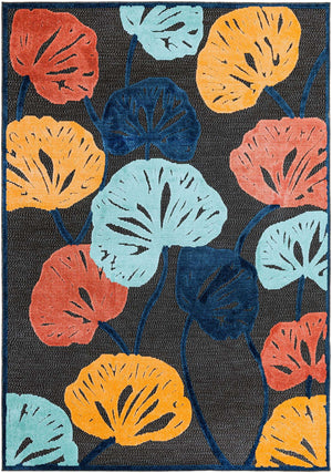 Charcoal 7' x 10' Belize Outdoor Rectangle Area Rug Weather Resistant for Patio, Deck, Terrace, Balcony, Porch 100% Polypropylene Colorful Fun Coastal Modern Carpet for Outside for Sale at Rug Engine