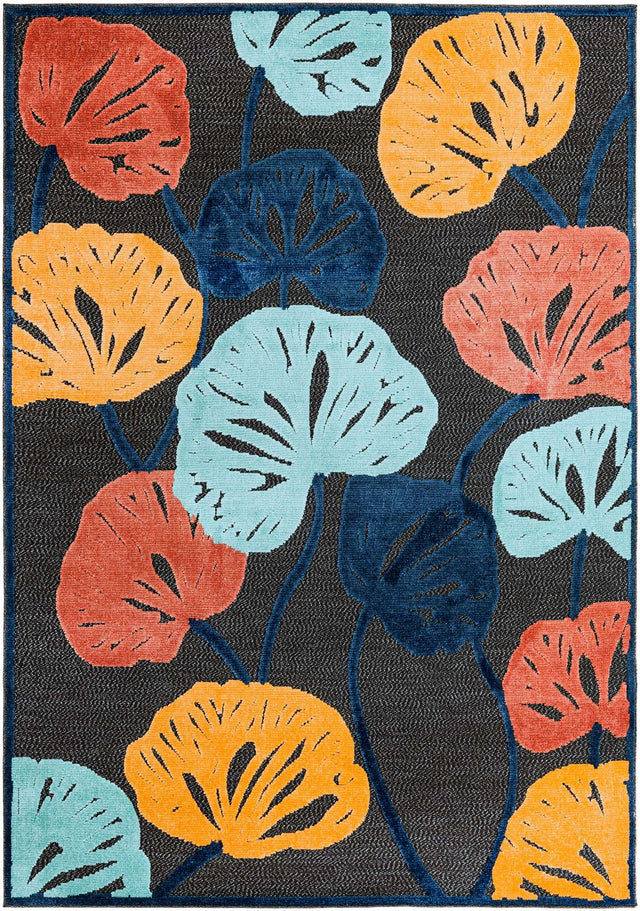 Charcoal 7' x 10' Belize Outdoor Rectangle Area Rug Weather Resistant for Patio, Deck, Terrace, Balcony, Porch 100% Polypropylene Colorful Fun Coastal Modern Carpet for Outside for Sale at Rug Engine