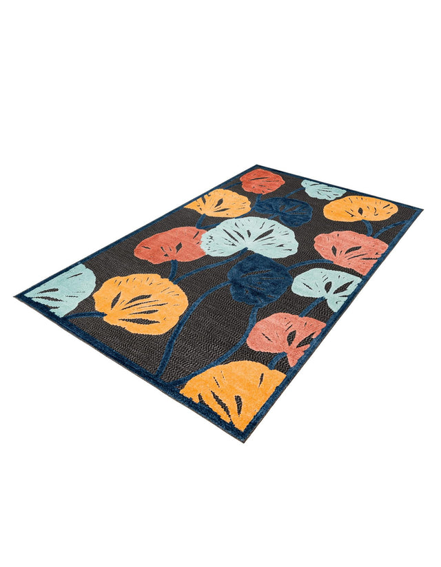 Charcoal 6' x 9' Belize Outdoor Rectangle Area Rug Weather Resistant for Patio, Deck, Terrace, Balcony, Porch 100% Polypropylene Colorful Fun Coastal Modern Carpet for Outside for Sale at Rug Engine