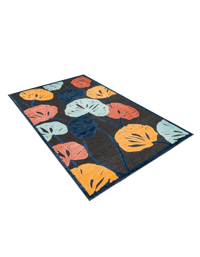 Charcoal 6' x 9' Belize Outdoor Rectangle Area Rug Weather Resistant for Patio, Deck, Terrace, Balcony, Porch 100% Polypropylene Colorful Fun Coastal Modern Carpet for Outside for Sale at Rug Engine