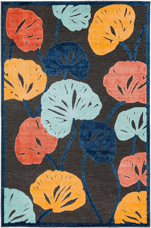 Charcoal 6' x 9' Belize Outdoor Rectangle Area Rug Weather Resistant for Patio, Deck, Terrace, Balcony, Porch 100% Polypropylene Colorful Fun Coastal Modern Carpet for Outside for Sale at Rug Engine