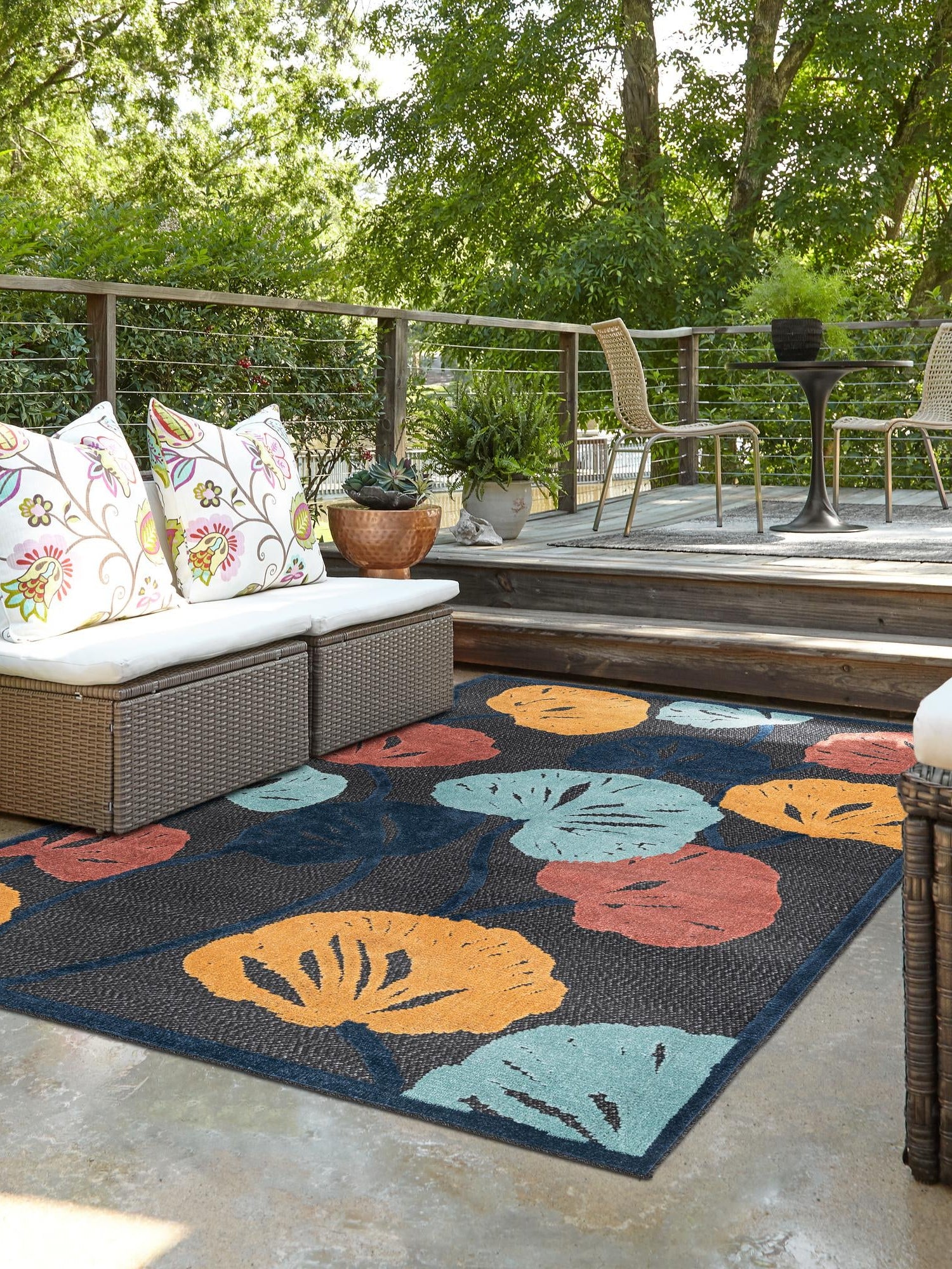Charcoal 7' x 10' Belize Outdoor Rectangle Area Rug Weather Resistant for Patio, Deck, Terrace, Balcony, Porch 100% Polypropylene Colorful Fun Coastal Modern Carpet for Outside for Sale at Rug Engine