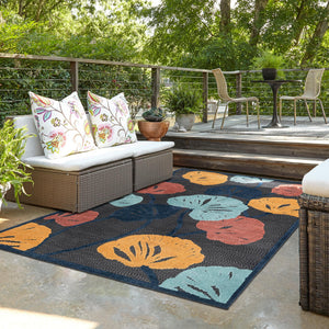 Charcoal 7' 10 x 10' Belize Outdoor Rectangle Area Rug Weather Resistant for Patio, Deck, Terrace, Balcony, Porch 100% Polypropylene Colorful Fun Coastal Modern Carpet for Outside for Sale at Rug Engine
