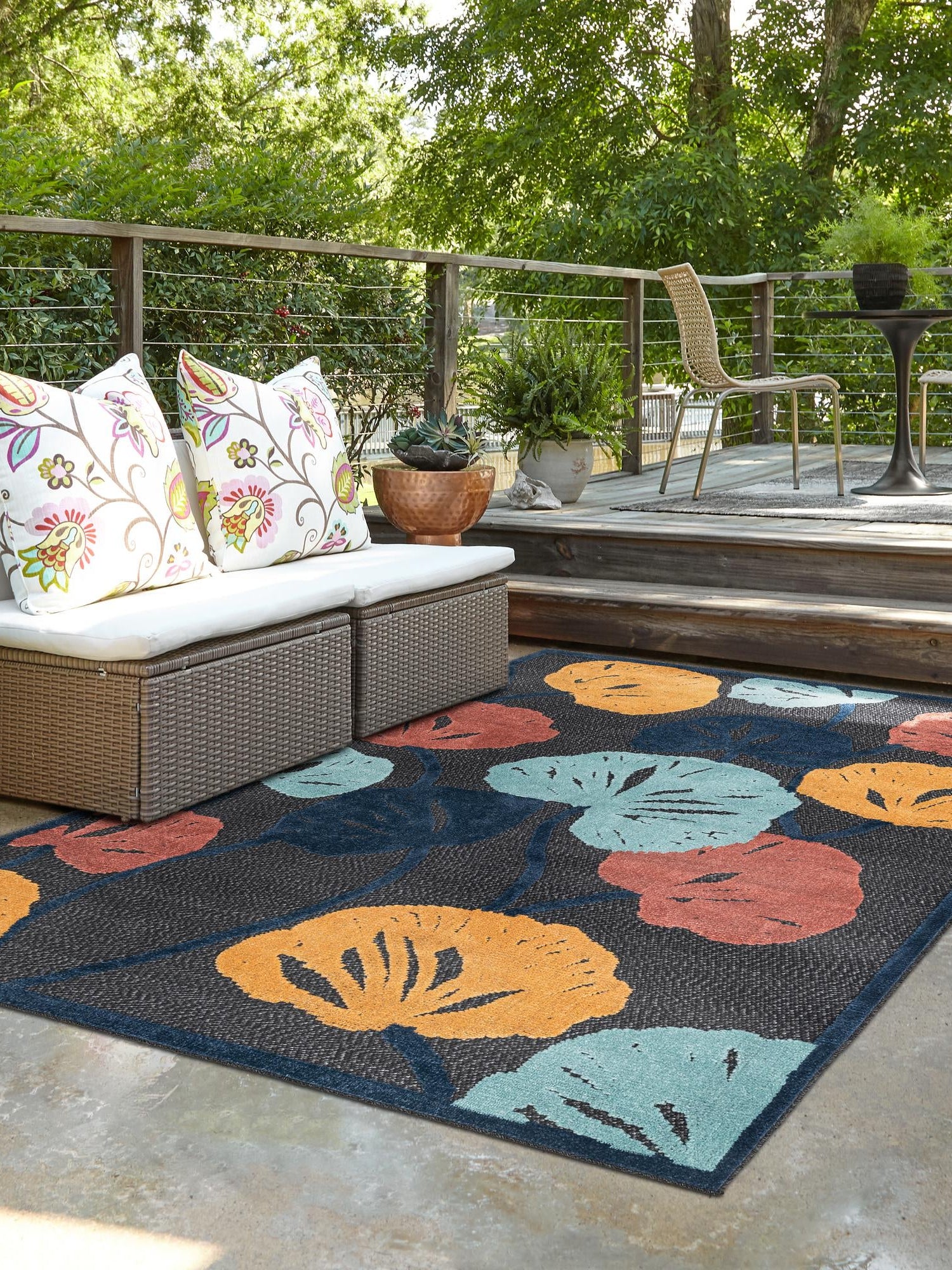 Charcoal 7' x 10' Belize Outdoor Rectangle Area Rug Weather Resistant for Patio, Deck, Terrace, Balcony, Porch 100% Polypropylene Colorful Fun Coastal Modern Carpet for Outside for Sale at Rug Engine