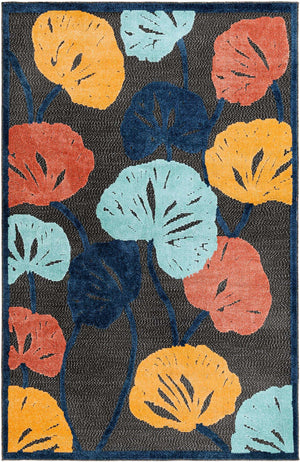 Charcoal 5' 3 x 8' Belize Outdoor Rectangle Area Rug Weather Resistant for Patio, Deck, Terrace, Balcony, Porch 100% Polypropylene Colorful Fun Coastal Modern Carpet for Outside for Sale at Rug Engine