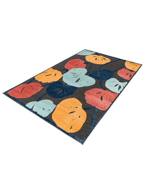 Charcoal 4' x 6' Belize Outdoor Rectangle Area Rug Weather Resistant for Patio, Deck, Terrace, Balcony, Porch 100% Polypropylene Colorful Fun Coastal Modern Carpet for Outside for Sale at Rug Engine