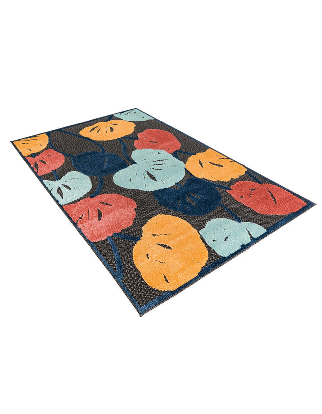 Charcoal 4' x 6' Belize Outdoor Rectangle Area Rug Weather Resistant for Patio, Deck, Terrace, Balcony, Porch 100% Polypropylene Colorful Fun Coastal Modern Carpet for Outside for Sale at Rug Engine