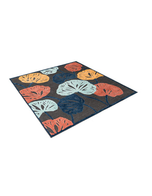Charcoal 7' 10 x 7' 10 Belize Outdoor Square Area Rug Weather Resistant for Patio, Deck, Terrace, Balcony, Porch 100% Polypropylene Colorful Fun Coastal Modern Carpet for Outside for Sale at Rug Engine