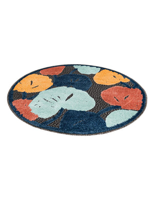 Charcoal 3' 3 x 3' 3 Belize Outdoor Round Area Rug Weather Resistant for Patio, Deck, Terrace, Balcony, Porch 100% Polypropylene Colorful Fun Coastal Modern Carpet for Outside for Sale at Rug Engine