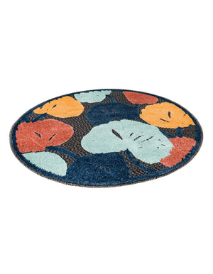 Charcoal 3' 3 x 3' 3 Belize Outdoor Round Area Rug Weather Resistant for Patio, Deck, Terrace, Balcony, Porch 100% Polypropylene Colorful Fun Coastal Modern Carpet for Outside for Sale at Rug Engine