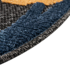 Charcoal 5' 3 x 5' 3 Belize Outdoor Round Area Rug Weather Resistant for Patio, Deck, Terrace, Balcony, Porch 100% Polypropylene Colorful Fun Coastal Modern Carpet for Outside for Sale at Rug Engine