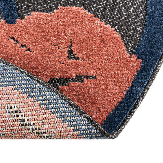 Charcoal 5' 3 x 5' 3 Belize Outdoor Round Area Rug Weather Resistant for Patio, Deck, Terrace, Balcony, Porch 100% Polypropylene Colorful Fun Coastal Modern Carpet for Outside for Sale at Rug Engine