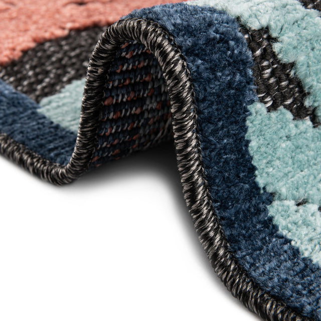 Charcoal 5' 3 x 5' 3 Belize Outdoor Round Area Rug Weather Resistant for Patio, Deck, Terrace, Balcony, Porch 100% Polypropylene Colorful Fun Coastal Modern Carpet for Outside for Sale at Rug Engine
