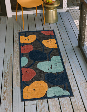 Charcoal 2' x 10' Belize Outdoor Runner Area Rug Weather Resistant for Patio, Deck, Terrace, Balcony, Porch 100% Polypropylene Colorful Fun Coastal Modern Carpet for Outside for Sale at Rug Engine