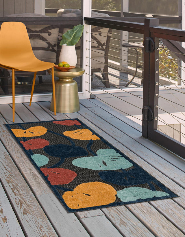Charcoal 2' x 8' Belize Outdoor Runner Area Rug Weather Resistant for Patio, Deck, Terrace, Balcony, Porch 100% Polypropylene Colorful Fun Coastal Modern Carpet for Outside for Sale at Rug Engine