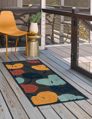 Charcoal 2' x 6' Belize Outdoor Runner Area Rug Weather Resistant for Patio, Deck, Terrace, Balcony, Porch 100% Polypropylene Colorful Fun Coastal Modern Carpet for Outside for Sale at Rug Engine