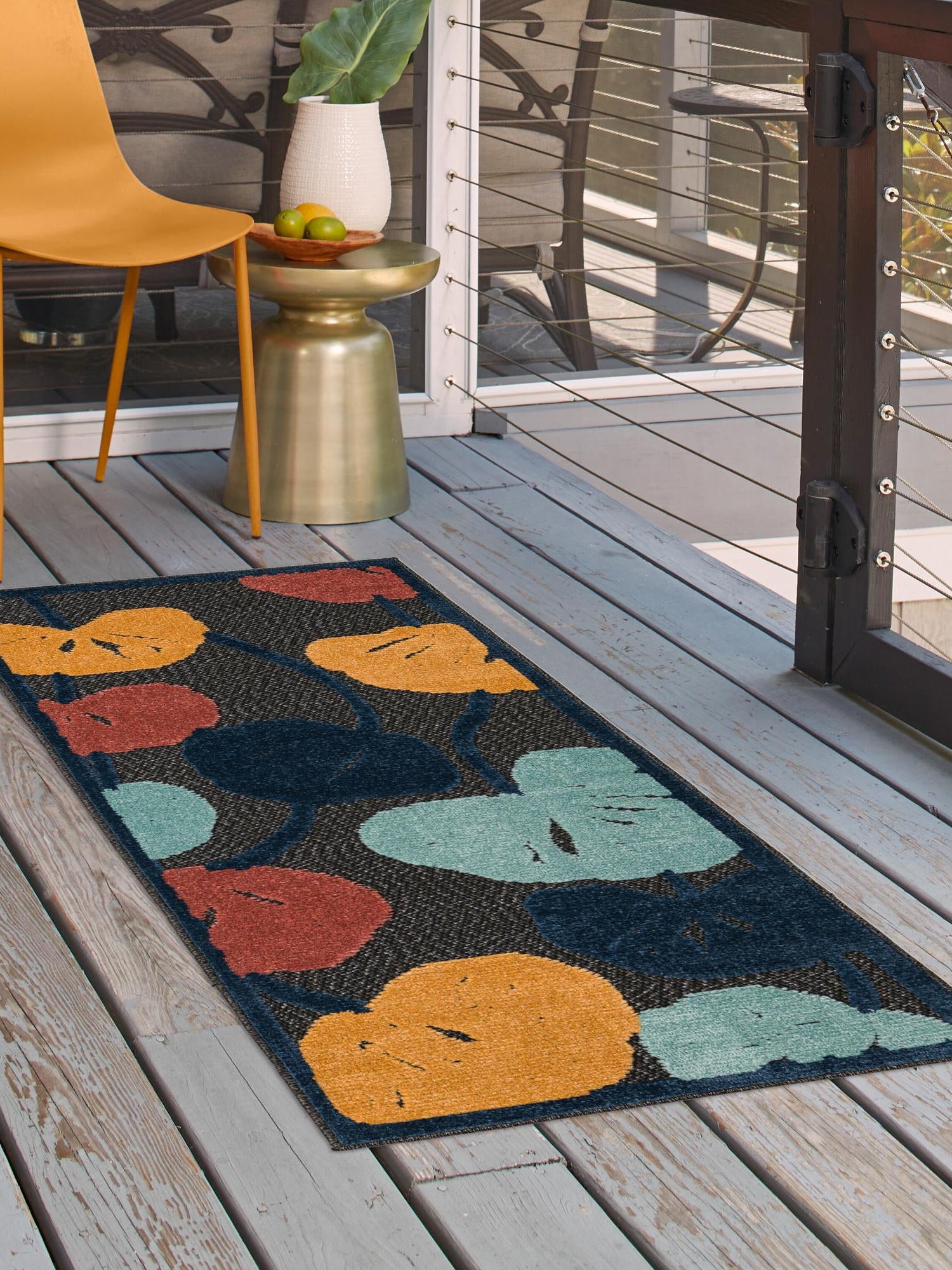 Charcoal 2' x 6' Belize Outdoor Runner Area Rug Weather Resistant for Patio, Deck, Terrace, Balcony, Porch 100% Polypropylene Colorful Fun Coastal Modern Carpet for Outside for Sale at Rug Engine