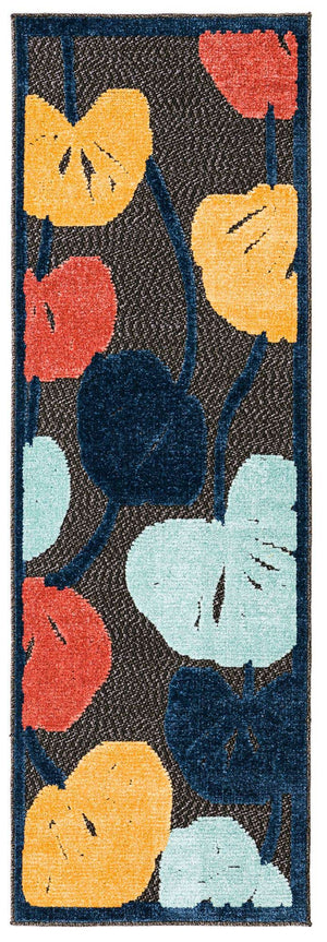 Charcoal 2' x 6' Belize Outdoor Runner Area Rug Weather Resistant for Patio, Deck, Terrace, Balcony, Porch 100% Polypropylene Colorful Fun Coastal Modern Carpet for Outside for Sale at Rug Engine