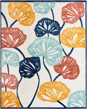 Ivory 7' 10 x 10' Belize Outdoor Rectangle Area Rug Weather Resistant for Patio, Deck, Terrace, Balcony, Porch 100% Polypropylene Colorful Fun Coastal Modern Carpet for Outside for Sale at Rug Engine
