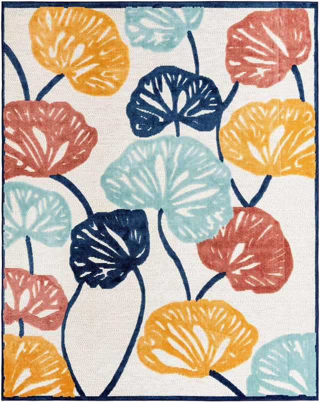Ivory 7' 10 x 10' Belize Outdoor Rectangle Area Rug Weather Resistant for Patio, Deck, Terrace, Balcony, Porch 100% Polypropylene Colorful Fun Coastal Modern Carpet for Outside for Sale at Rug Engine