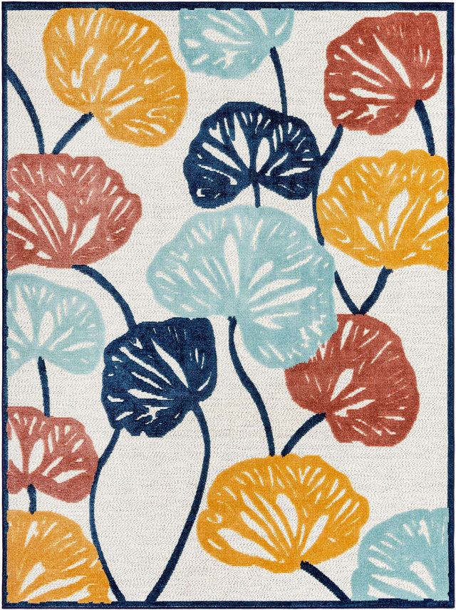 Ivory 7' x 10' Belize Outdoor Rectangle Area Rug Weather Resistant for Patio, Deck, Terrace, Balcony, Porch 100% Polypropylene Colorful Fun Coastal Modern Carpet for Outside for Sale at Rug Engine