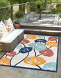 Ivory 7' x 10' Belize Outdoor Rectangle Area Rug Weather Resistant for Patio, Deck, Terrace, Balcony, Porch 100% Polypropylene Colorful Fun Coastal Modern Carpet for Outside for Sale at Rug Engine