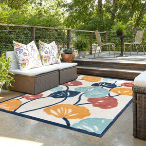 Ivory 2' x 3' Belize Outdoor Rectangle Area Rug Weather Resistant for Patio, Deck, Terrace, Balcony, Porch 100% Polypropylene Colorful Fun Coastal Modern Carpet for Outside for Sale at Rug Engine