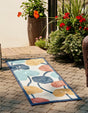 Ivory 2' x 6' Belize Outdoor Runner Area Rug Weather Resistant for Patio, Deck, Terrace, Balcony, Porch 100% Polypropylene Colorful Fun Coastal Modern Carpet for Outside for Sale at Rug Engine
