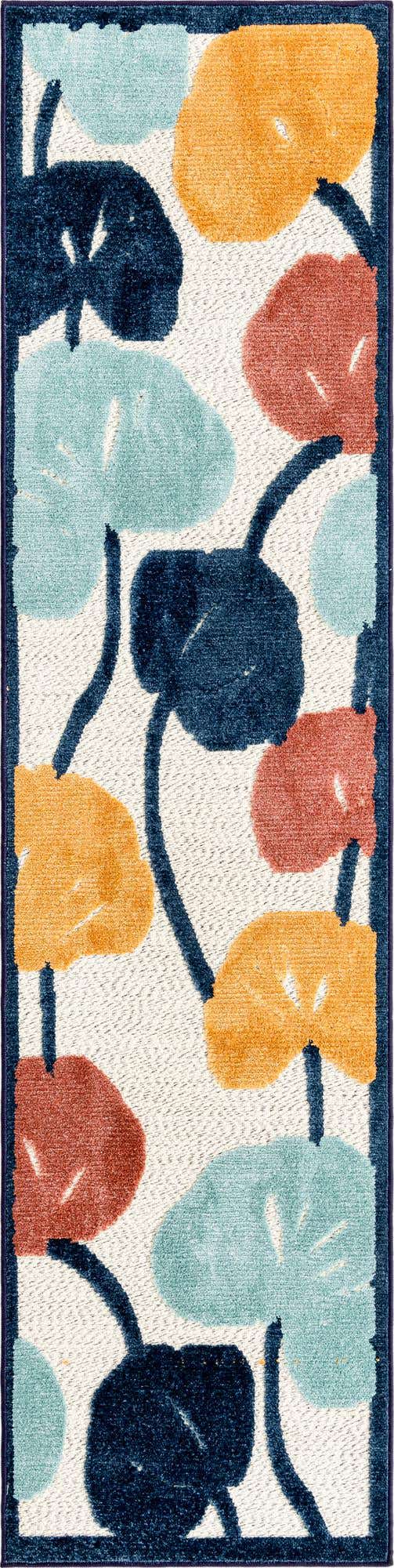 Ivory 2' x 8' Belize Outdoor Runner Area Rug Weather Resistant for Patio, Deck, Terrace, Balcony, Porch 100% Polypropylene Colorful Fun Coastal Modern Carpet for Outside for Sale at Rug Engine