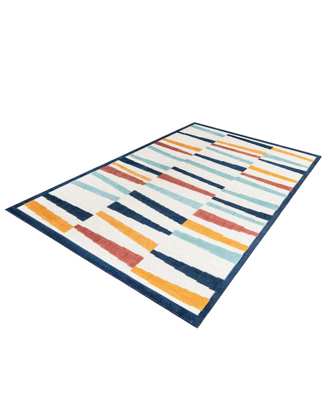 Ivory 9' x 12' Belize Outdoor Rectangle Area Rug Weather Resistant for Patio, Deck, Terrace, Balcony, Porch 100% Polypropylene Colorful Fun Coastal Modern Carpet for Outside for Sale at Rug Engine