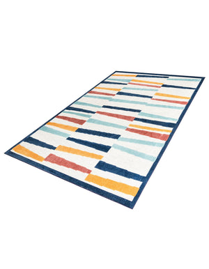Ivory 7' 10 x 10' Belize Outdoor Rectangle Area Rug Weather Resistant for Patio, Deck, Terrace, Balcony, Porch 100% Polypropylene Colorful Fun Coastal Modern Carpet for Outside for Sale at Rug Engine