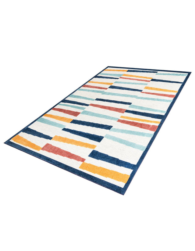 Ivory 7' 10 x 10' Belize Outdoor Rectangle Area Rug Weather Resistant for Patio, Deck, Terrace, Balcony, Porch 100% Polypropylene Colorful Fun Coastal Modern Carpet for Outside for Sale at Rug Engine