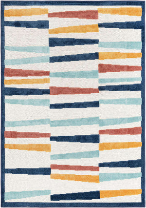 Ivory 6' x 9' Belize Outdoor Rectangle Area Rug Weather Resistant for Patio, Deck, Terrace, Balcony, Porch 100% Polypropylene Colorful Fun Coastal Modern Carpet for Outside for Sale at Rug Engine