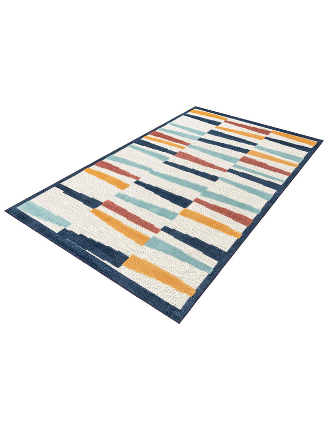 Ivory 5' 3 x 8' Belize Outdoor Rectangle Area Rug Weather Resistant for Patio, Deck, Terrace, Balcony, Porch 100% Polypropylene Colorful Fun Coastal Modern Carpet for Outside for Sale at Rug Engine