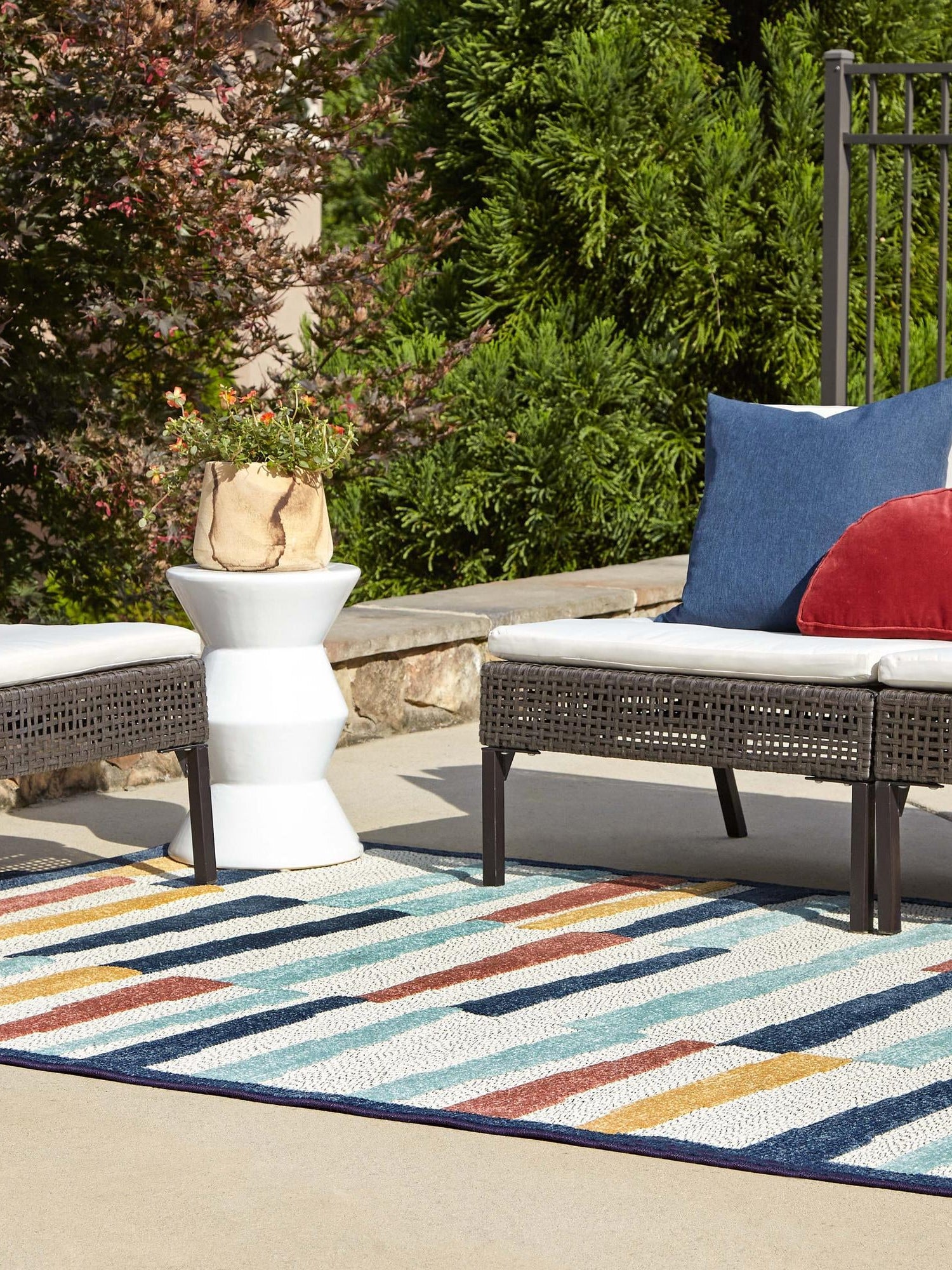 Ivory 6' x 9' Belize Outdoor Rectangle Area Rug Weather Resistant for Patio, Deck, Terrace, Balcony, Porch 100% Polypropylene Colorful Fun Coastal Modern Carpet for Outside for Sale at Rug Engine