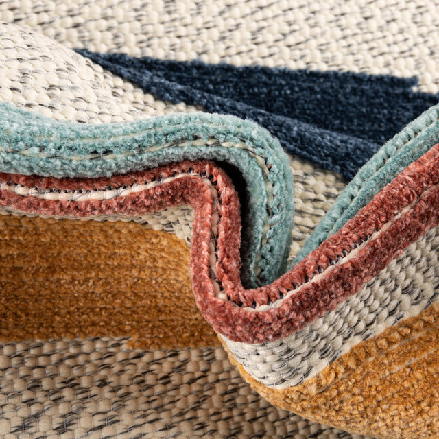 Ivory 6' x 9' Belize Outdoor Rectangle Area Rug Weather Resistant for Patio, Deck, Terrace, Balcony, Porch 100% Polypropylene Colorful Fun Coastal Modern Carpet for Outside for Sale at Rug Engine