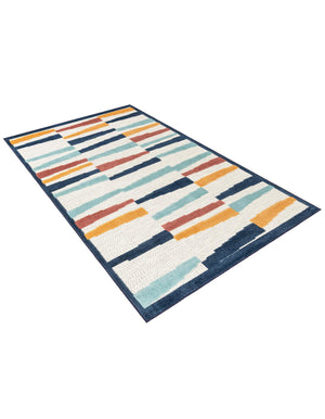 Ivory 5' 3 x 8' Belize Outdoor Rectangle Area Rug Weather Resistant for Patio, Deck, Terrace, Balcony, Porch 100% Polypropylene Colorful Fun Coastal Modern Carpet for Outside for Sale at Rug Engine