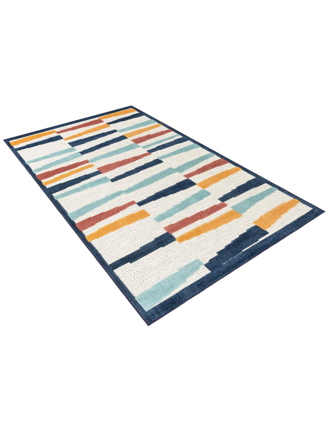 Ivory 5' 3 x 8' Belize Outdoor Rectangle Area Rug Weather Resistant for Patio, Deck, Terrace, Balcony, Porch 100% Polypropylene Colorful Fun Coastal Modern Carpet for Outside for Sale at Rug Engine