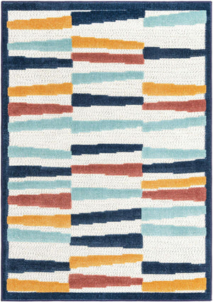 Ivory 4' x 6' Belize Outdoor Rectangle Area Rug Weather Resistant for Patio, Deck, Terrace, Balcony, Porch 100% Polypropylene Colorful Fun Coastal Modern Carpet for Outside for Sale at Rug Engine