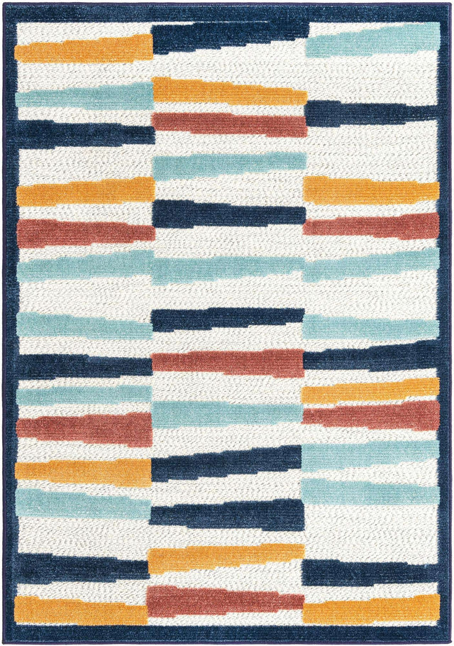 Ivory 4' x 6' Belize Outdoor Rectangle Area Rug Weather Resistant for Patio, Deck, Terrace, Balcony, Porch 100% Polypropylene Colorful Fun Coastal Modern Carpet for Outside for Sale at Rug Engine