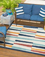 Ivory 5' 3 x 5' 3 Belize Outdoor Square Area Rug Weather Resistant for Patio, Deck, Terrace, Balcony, Porch 100% Polypropylene Colorful Fun Coastal Modern Carpet for Outside for Sale at Rug Engine