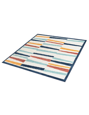 Ivory 7' 10 x 7' 10 Belize Outdoor Square Area Rug Weather Resistant for Patio, Deck, Terrace, Balcony, Porch 100% Polypropylene Colorful Fun Coastal Modern Carpet for Outside for Sale at Rug Engine